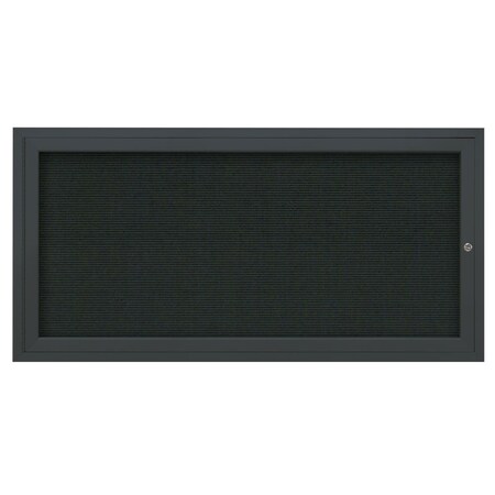 United Visual Products 72"x36" 3-Door Enclosed Outdoor Letterboard, Hdr, Black Felt/Black UV1178HD-BLACK-BLACK